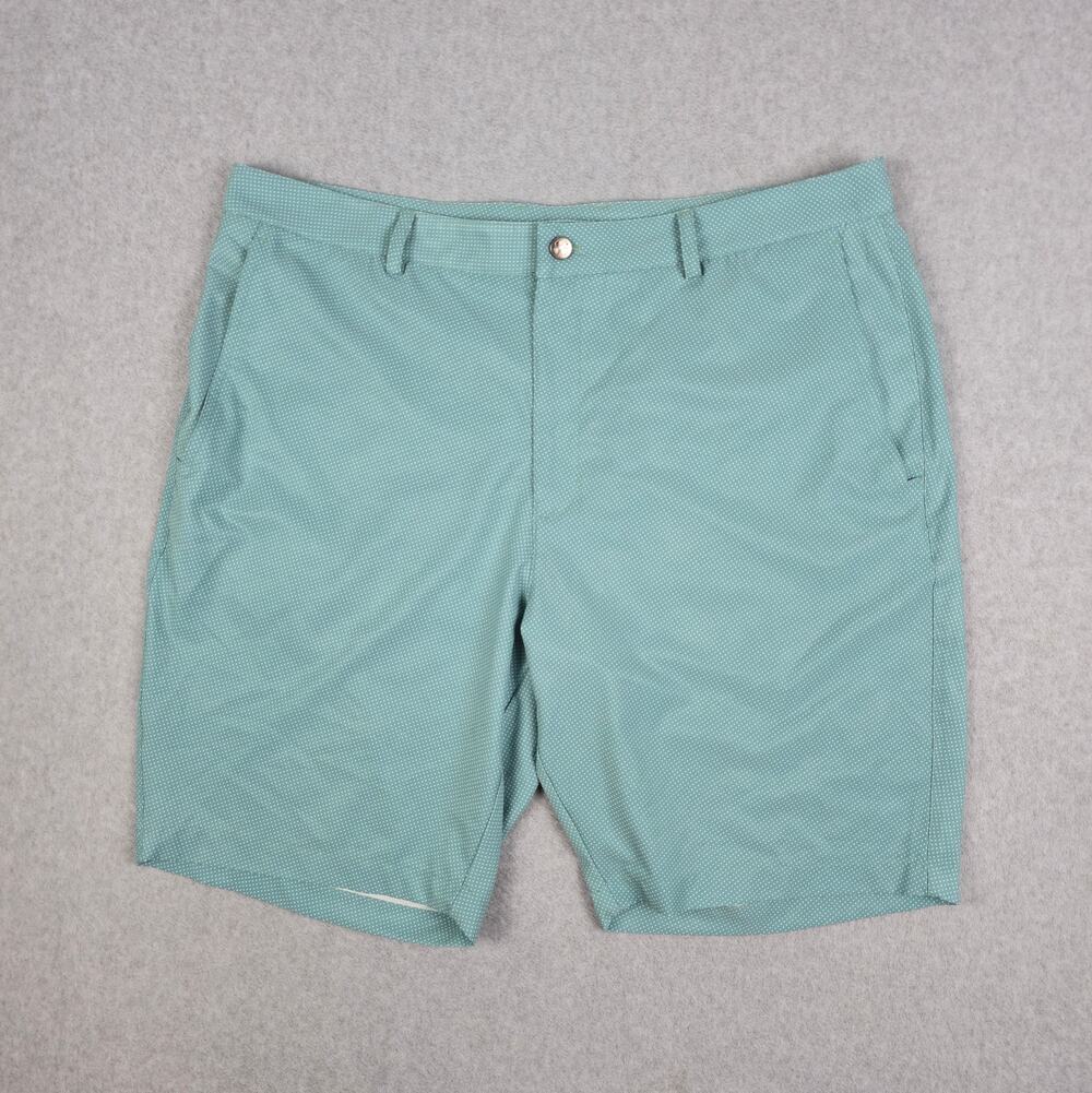 Black Clover Mens 40 Green Polka Dot Deception Flat Front Chino Shorts